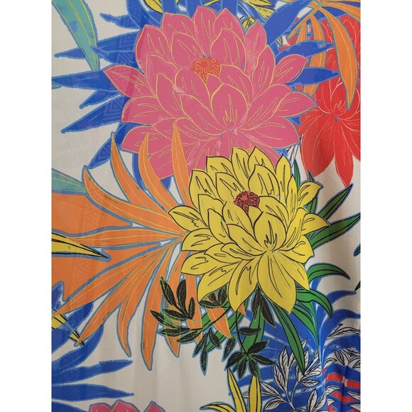 Free Market Tropical Floral Print Kimono Duster Cardigan Size L Vibrant Beach - Picture 8 of 9